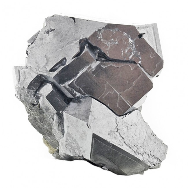 1.7" Bright Metallic Silver GALENA Cube-Octohedral Crystals Bulgaria for sale