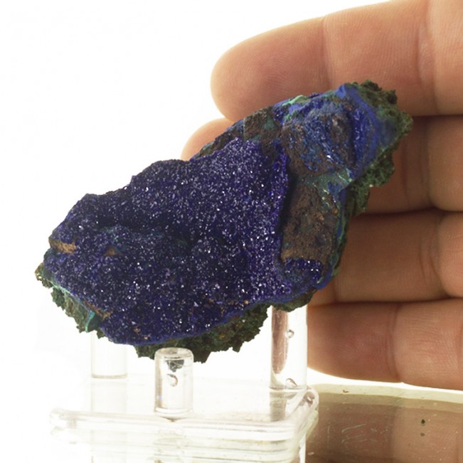 3.4" Sparkly Twinkly Crystals of Dark Blue AZURITE w/Malachite China for sale