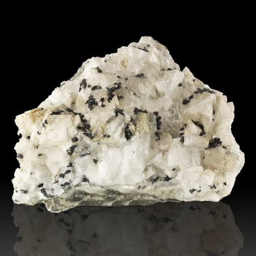 6.6" BABINGTONITE Black Crystals on Calcite S...