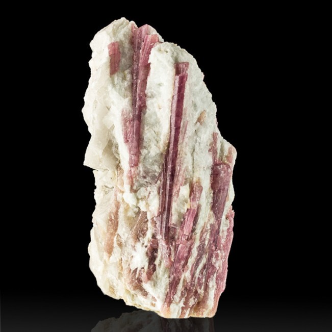 4.6" Gemmy Magenta TOURMALINE CRYSTALS to 2.8" in Milky Quartz Brazil for sale