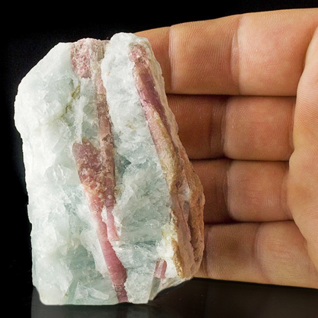 3.2" Rich PINK TOURMALINE Lovely Lustrous Crystals in Aquamarine Brazil for sale