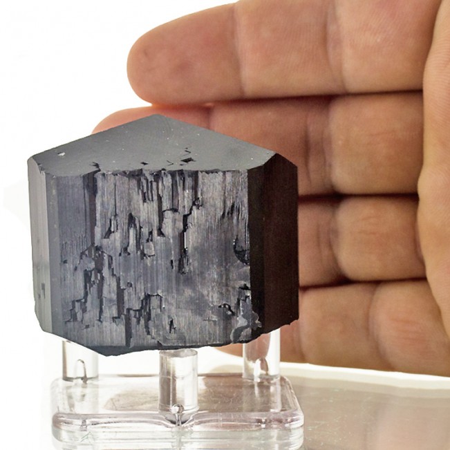 2.1" Flashy Black SCHORL TOURMALINE Crystal 3-Sided Termination Namibia for sale
