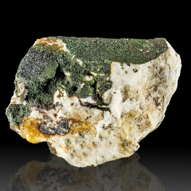 3.7" Green LIBETHENITE Pseudo-Octahedral Crystals on Feldspar Portugal for sale