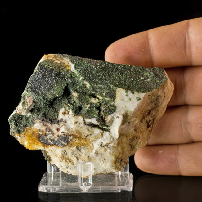 3.7" Green LIBETHENITE Pseudo-Octahedral Crystals on Feldspar Portugal for sale