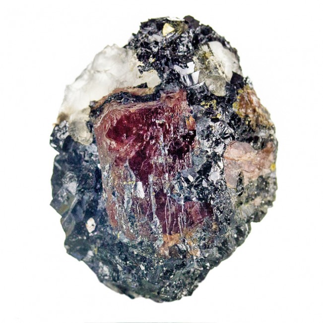 1.1" RHODONITE Wine Red Crystal in Shiny Metallic Galena Broken Hill for sale
