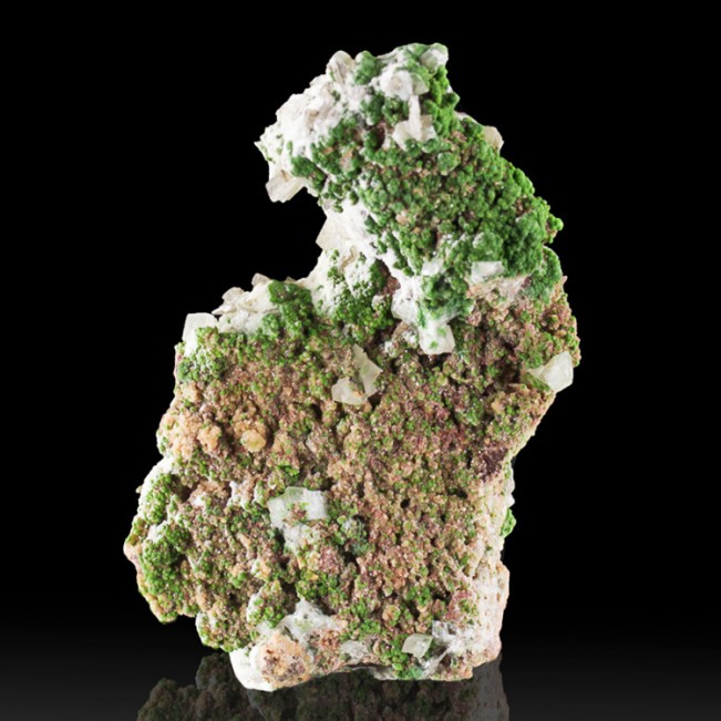 3.3" TSUMEB! Bright Grass Green MOTTRAMITE Crystals w/Calcite on Matrix for sale