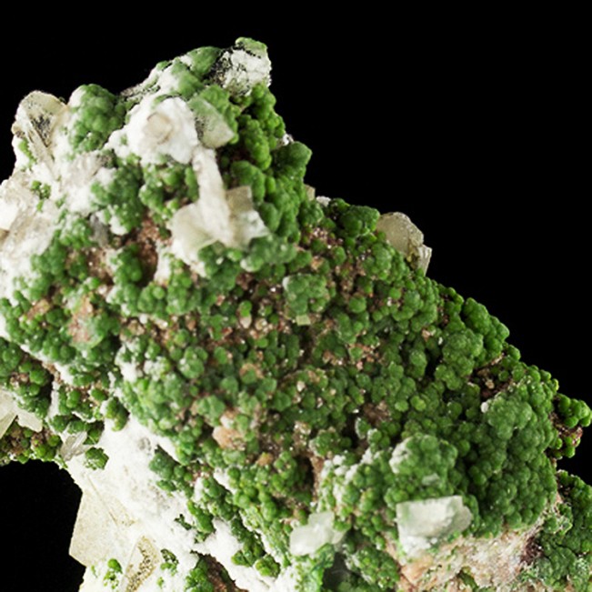 3.3" TSUMEB! Bright Grass Green MOTTRAMITE Crystals w/Calcite on Matrix for sale