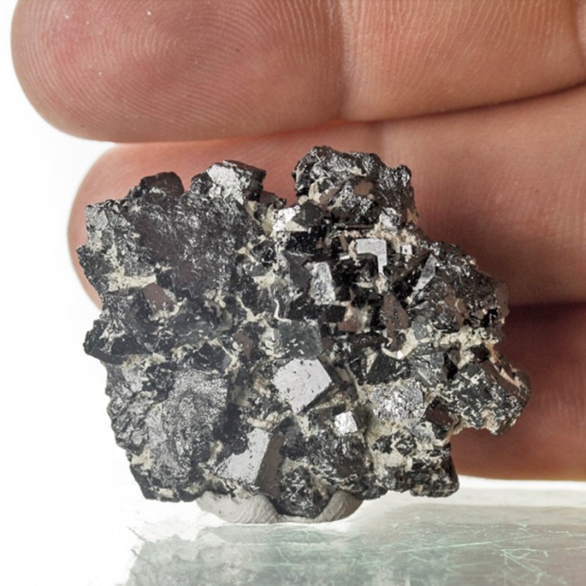 1.6" Brilliant Metallic CUBIC MAGNETITE Crystals to 8mm Balmat NY 1993 for sale