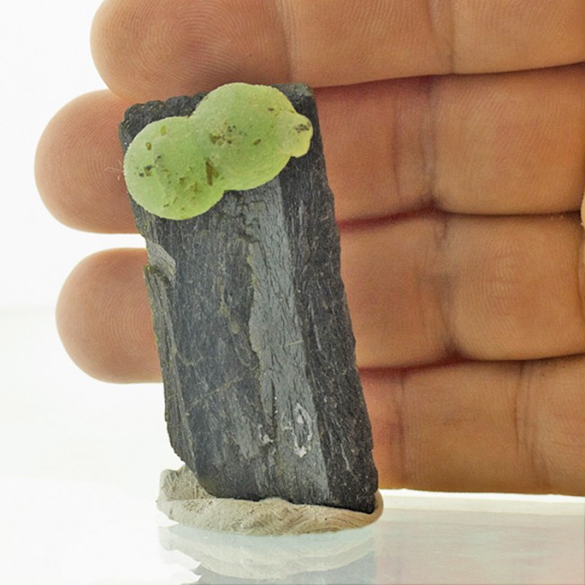 2.4" Smooth Green PREHNITE BALLS on a Dark Green EPIDOTE Crystal Mali for sale