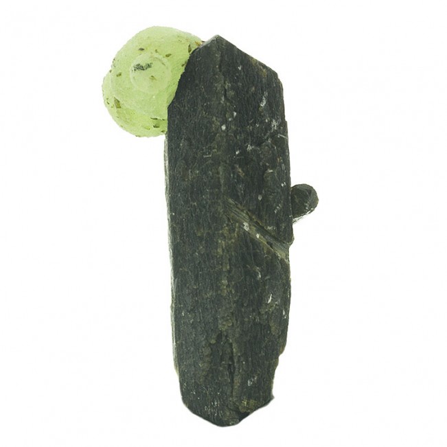 2.4" Smooth Green PREHNITE BALLS on a Dark Green EPIDOTE Crystal Mali for sale