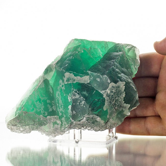 6.1" Jelly Bean Green Octahedral FLUORITE Crystals Super Colorful China for sale