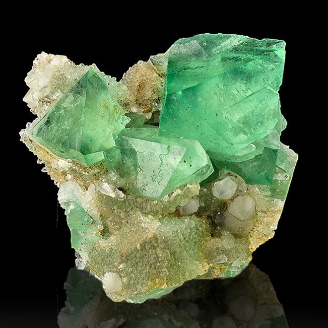 2.4" GREEN FLUORITE Octahedral Crystals to 1.2" JellyBeanGreen S.Africa for sale