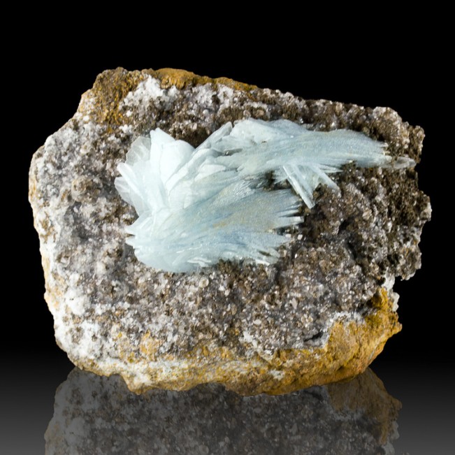 4.3" Turquoise Blue BARITE Sharp Glassy Terminated Crystals Morocco for sale