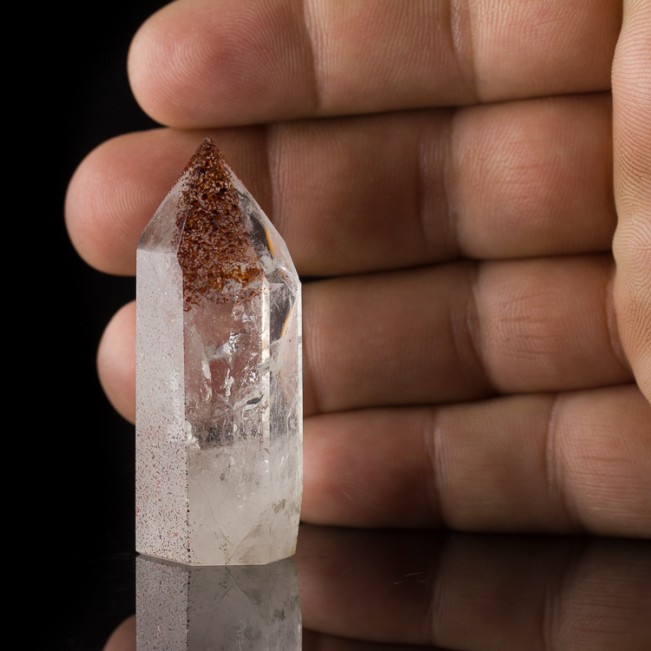 2.2" Clear CONFETTI QUARTZ Polished Crystal w/Lepidocrosite Madagascar for sale