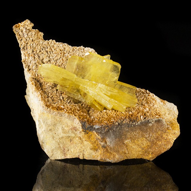 3.4" Gemmy Clear Clusters of Thin Bladed BARITE Crystals on Matrix Peru for sale