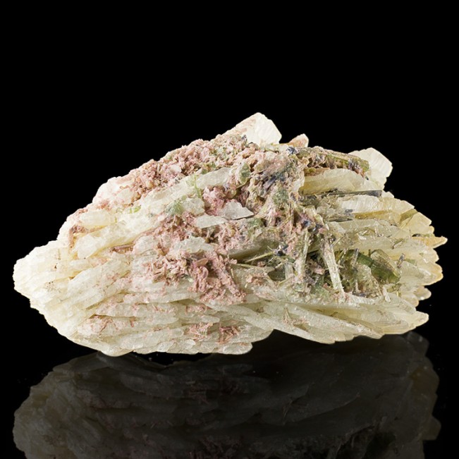 5.3" Bladed CLEAVELANDITE CRYSTALS with Pink Green & Blue TOURMALINE Brazil for sale
