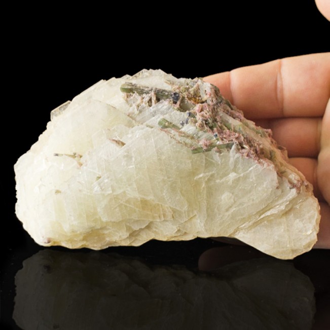 5.3" Bladed CLEAVELANDITE CRYSTALS with Pink Green & Blue TOURMALINE Brazil for sale