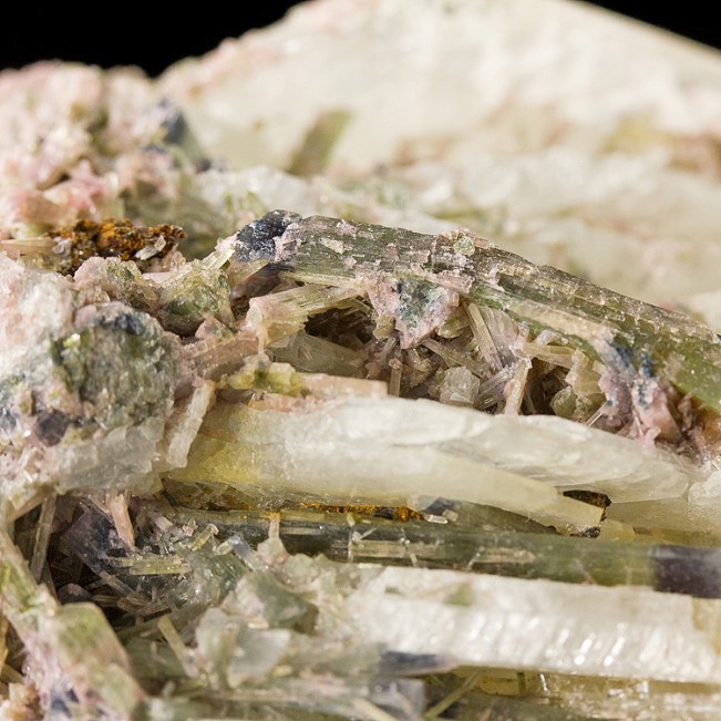 5.3" Bladed CLEAVELANDITE CRYSTALS with Pink Green & Blue TOURMALINE Brazil for sale