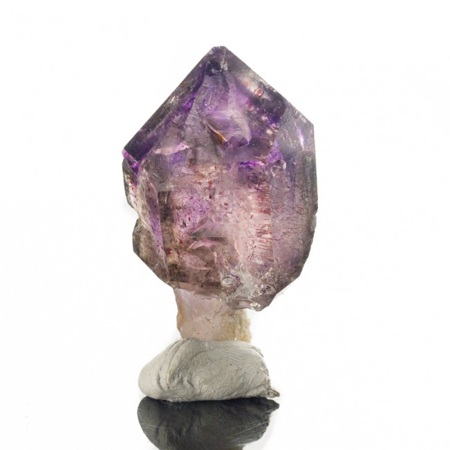 2.6" Elestial PHANTOM AMETHYST Crystal Sceptered on Thin Stem Zimbabwe for sale