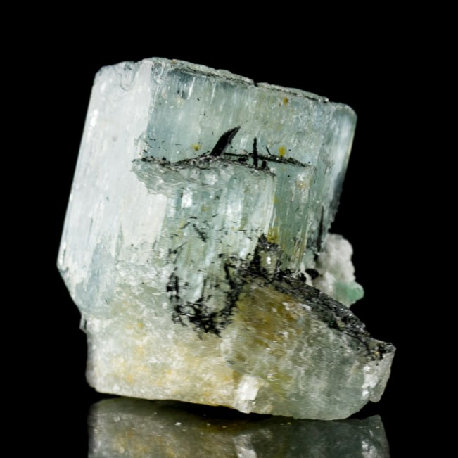 1.6" AQUAMARINE Crystals Gem Prisms w/Black Tourmaline on Tips Namibia for sale