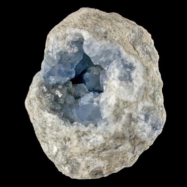 3.8" CELESTITE GEODE Filled w/Shiny Sky Blue Gem Crystals Madagascar for sale