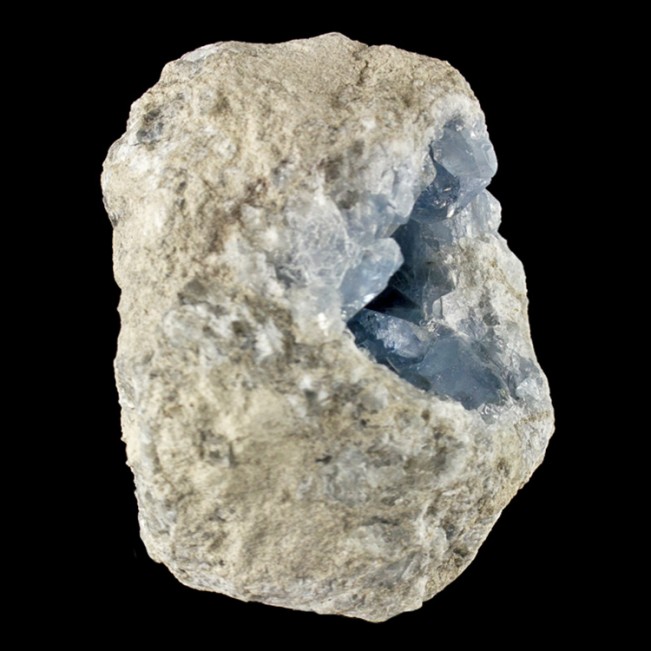 3.8" CELESTITE GEODE Filled w/Shiny Sky Blue Gem Crystals Madagascar for sale