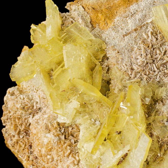 4.1" Gemmy Windowpane Bladed Yellow BARITE Sharp Crystals onMatrix Peru for sale