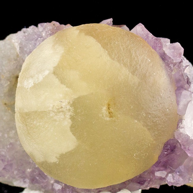 1.5" Yellow-Green BALL FLUORITE Crystal on Light AMETHYST Matrix India for sale