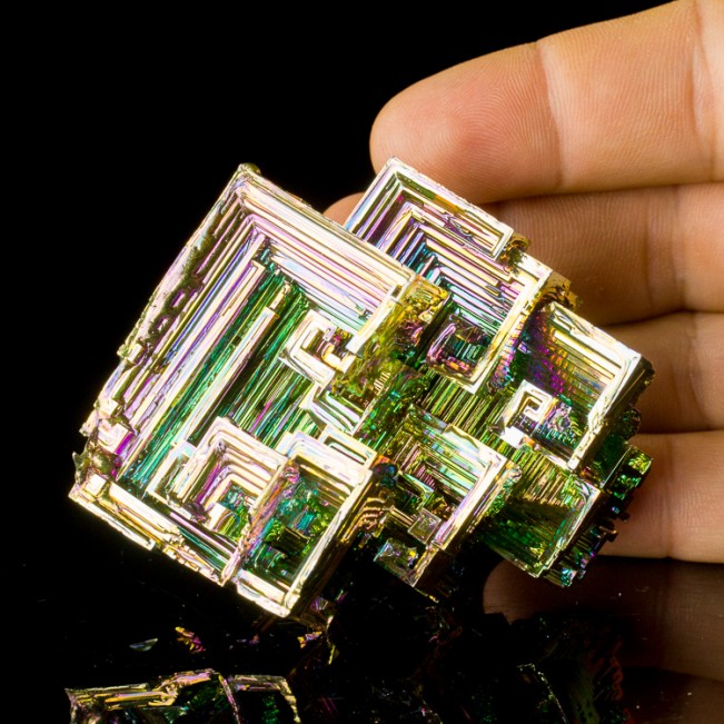 3.2" Neon Multi-Colored 3-Dimensional Hoppered BISMUTH Crystals Germany for sale