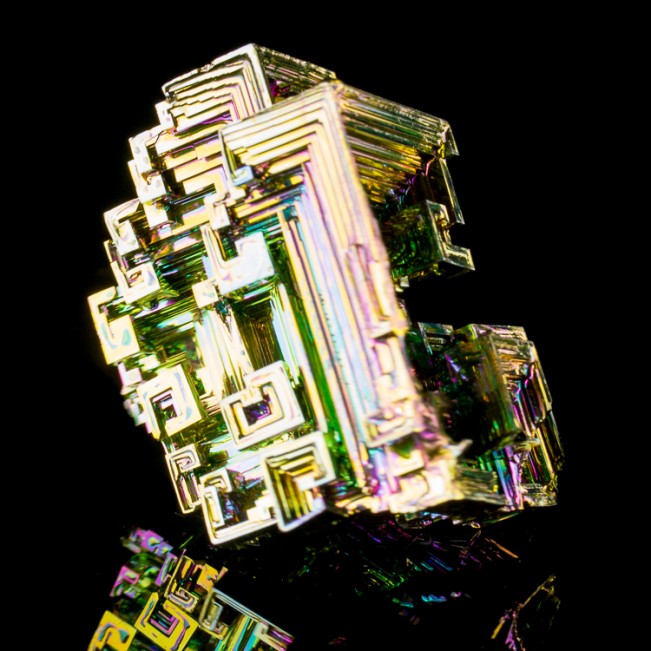 3.2" Neon Multi-Colored 3-Dimensional Hoppered BISMUTH Crystals Germany for sale