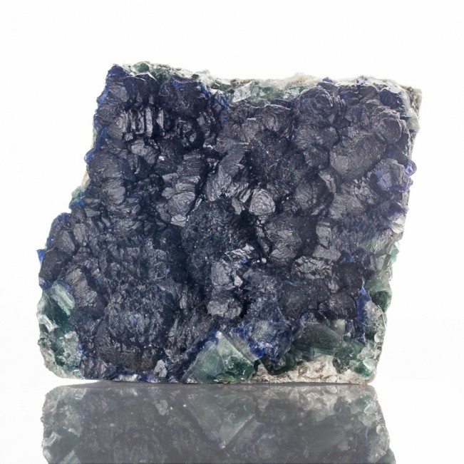 3.3" Dark Azure Blue FLUORITE Cube Octahedral Hoppered Crystals Mongolia for sale