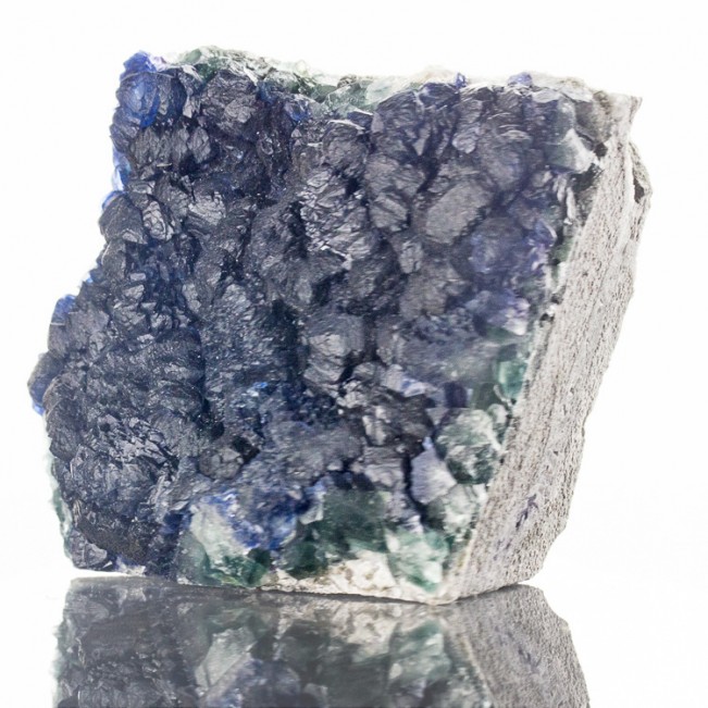 3.3" Dark Azure Blue FLUORITE Cube Octahedral Hoppered Crystals Mongolia for sale