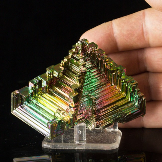 3.5" Shiny Neon Colored 3-Dimensional Hoppered BISMUTH Crystals Germany for sale