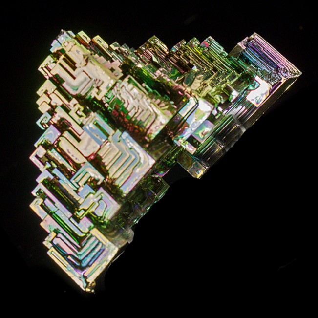 3.5" Shiny Neon Colored 3-Dimensional Hoppered BISMUTH Crystals Germany for sale
