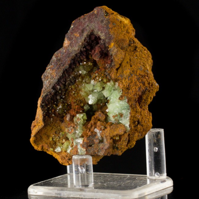 2.6" CUPRIAN ADAMITE SparklyDruzy BlueGreen Crystals on Limonite Mexico for sale