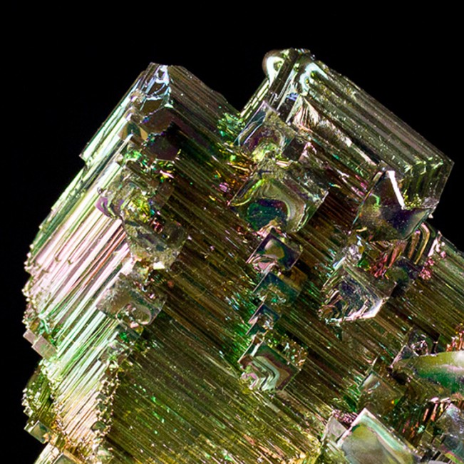 3.0" Flashy Flamboyant Rainbow BISMUTH Deeply Hoppered Crystals Germany for sale