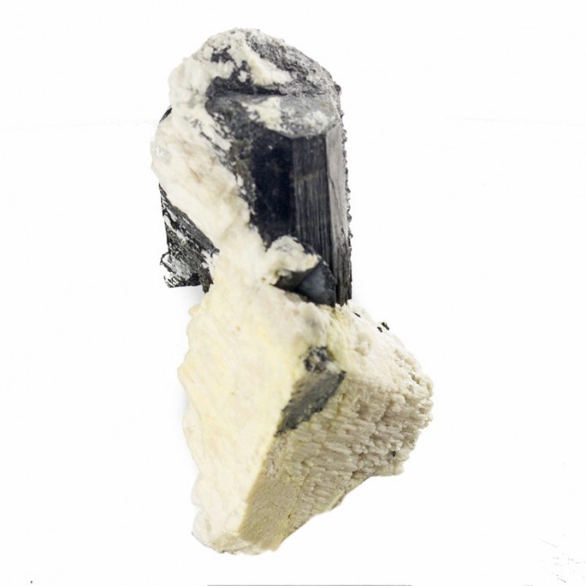 2.7" Flashy Mirror-Bright BLACK TOURMALINE Crystal on Creamy Microcline for sale