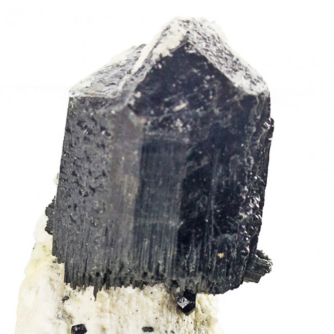 2.7" Flashy Mirror-Bright BLACK TOURMALINE Crystal on Creamy Microcline for sale