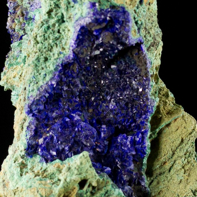 3.5" Indigo Blue AZURITE Crystals in a Vug w-Green MALACHITE China for sale