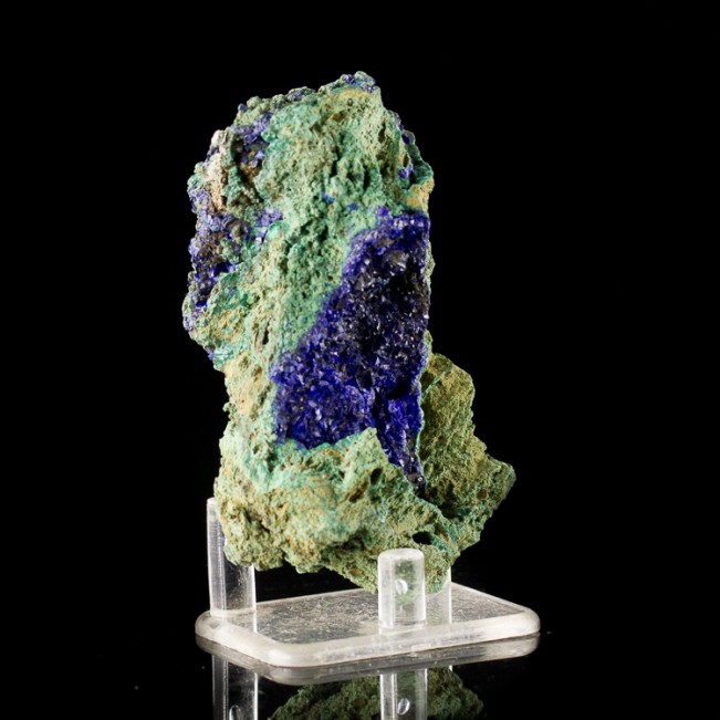 3.5" Indigo Blue AZURITE Crystals in a Vug w-Green MALACHITE China for sale