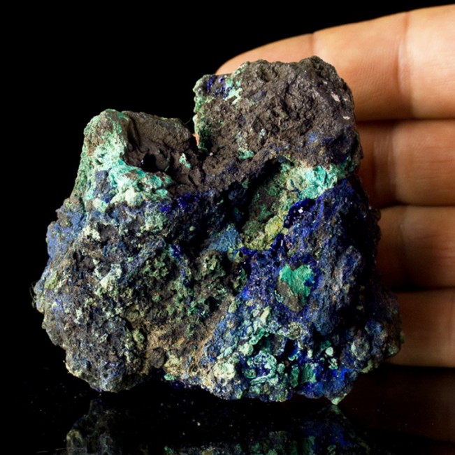 3.4" Indigo Blue AZURITE Sparkling Crystals on Malachite Matrix China for sale