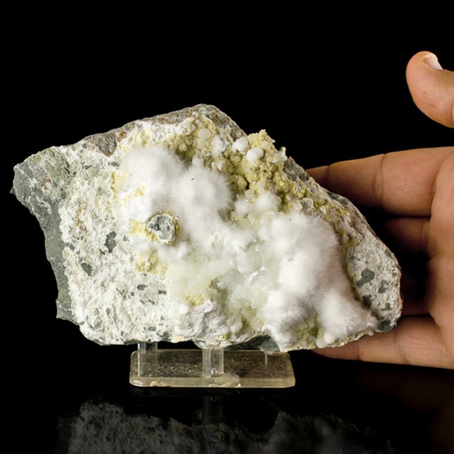 6.4" Radiating White OKENITE Puffball Acicular Crystals +Gyrolite India for sale