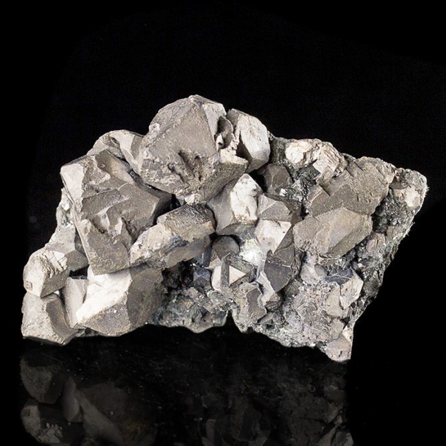 3.5" Sharp Metallic Silver Octahedral GALENA Crystals Dalnegorsk Russia for sale