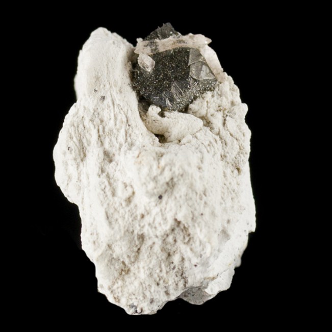 1.2" Metallic Black BIXBYITE Cubic Crystal with Topaz on Rhyolite Utah for sale