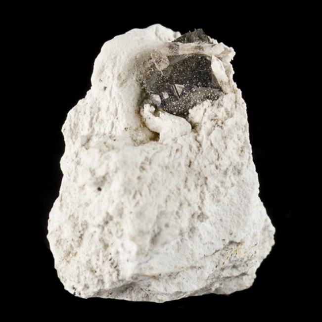 1.2" Metallic Black BIXBYITE Cubic Crystal with Topaz on Rhyolite Utah for sale