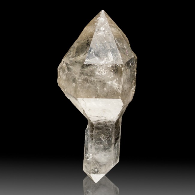 3.1" Tibetan SCEPTER QUARTZ Fat Clear Head on Thin Dubl Terminated Stem for sale