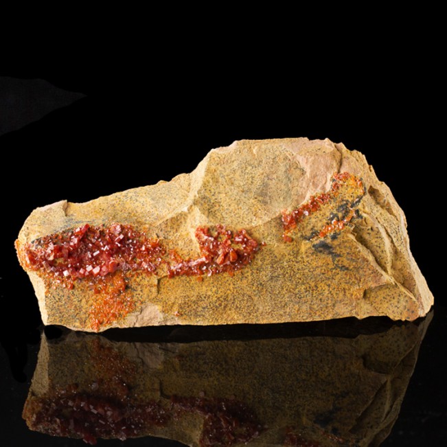 5.6" Shiny Sharp Red VANADANITE Hexagonal Crystals on TanMatrix Morocco for sale