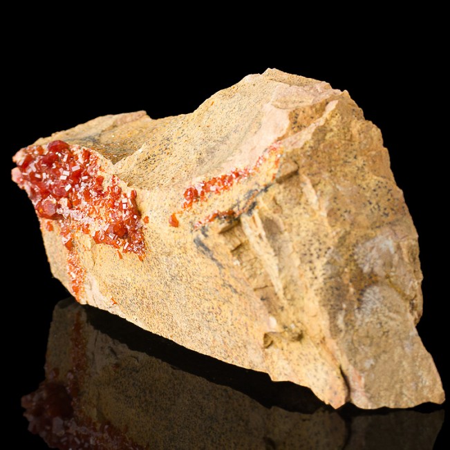 5.6" Shiny Sharp Red VANADANITE Hexagonal Crystals on TanMatrix Morocco for sale