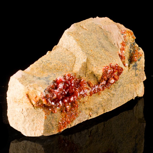 5.6" Shiny Sharp Red VANADANITE Hexagonal Crystals on TanMatrix Morocco for sale
