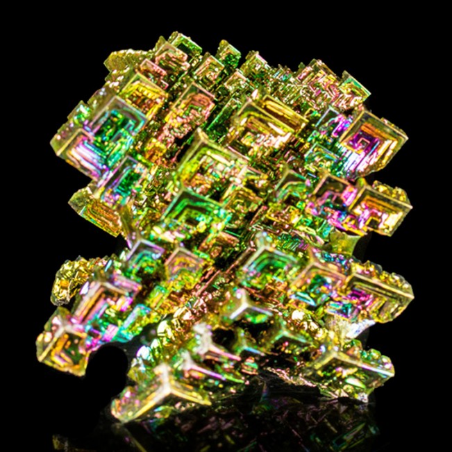 3.2" Wild Colors Skeletal BISMUTH Crystals Stair Step Formation Germany for sale
